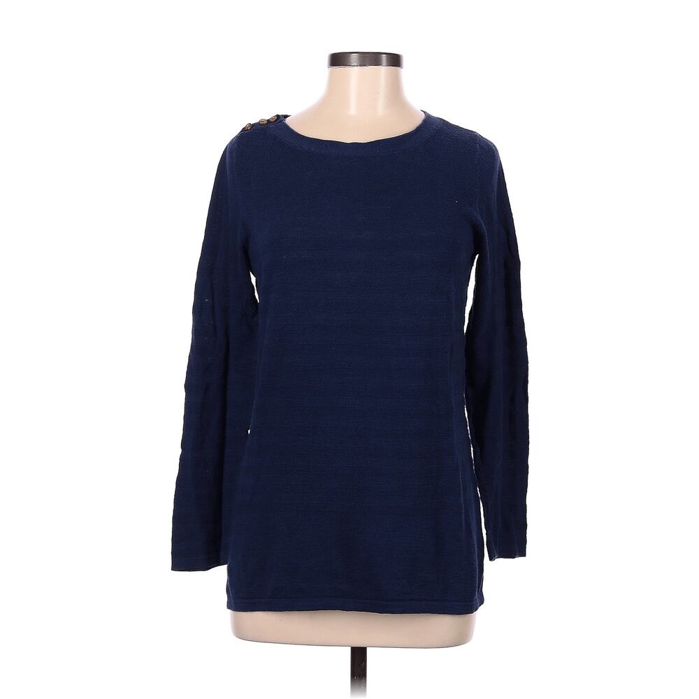 Banana Republic Shoulder Button Crew Neck Pullover Sweater Blue Size Medium